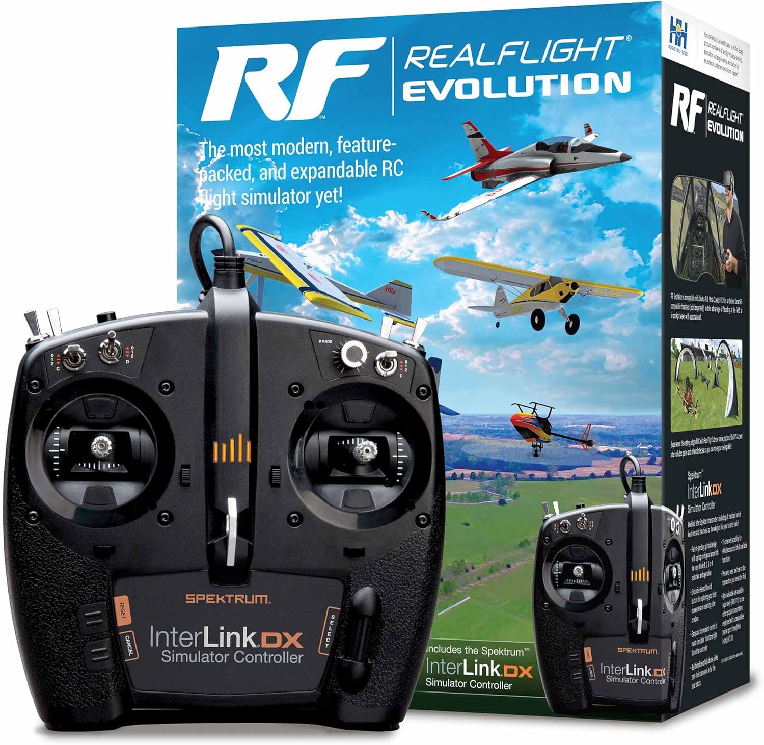 RealFlight Evolution RC Flight Simulator con controlador Interlink DX