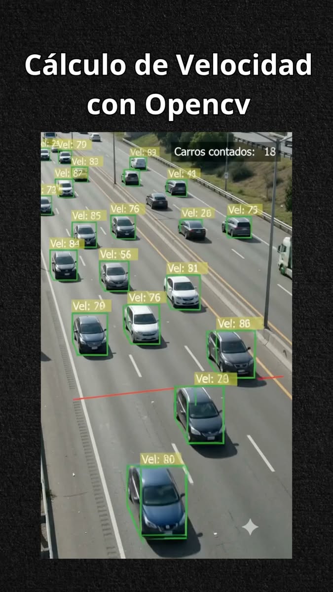 Facebook Reel: Cálculo de velocidad y conteo de vehículos con OpenCV
