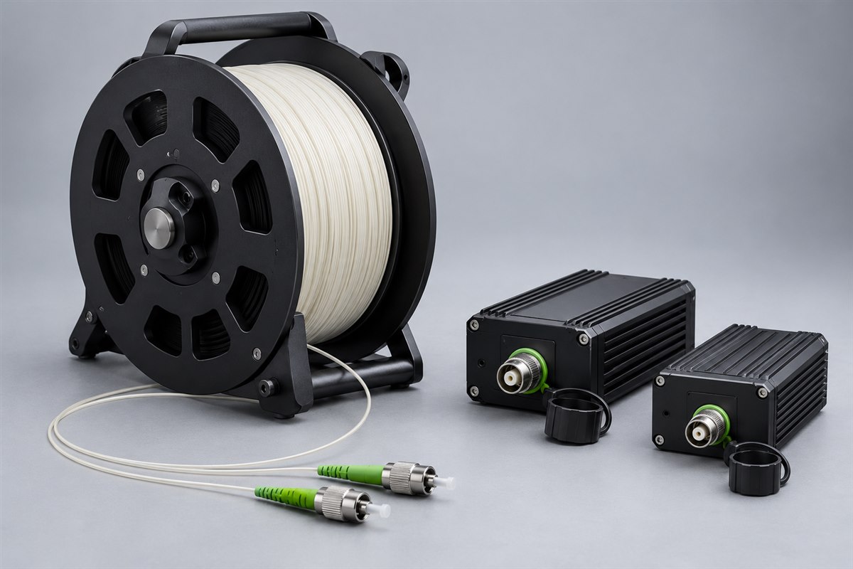 Carrete portátil y módulos para conexión de fibra óptica